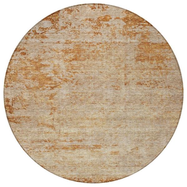 Homeroots 3' Copper And Terra Cotta Abstract Washable Area Rug For Stylish Indoor And Outdoor Spaces 8' Round Polyester 605580