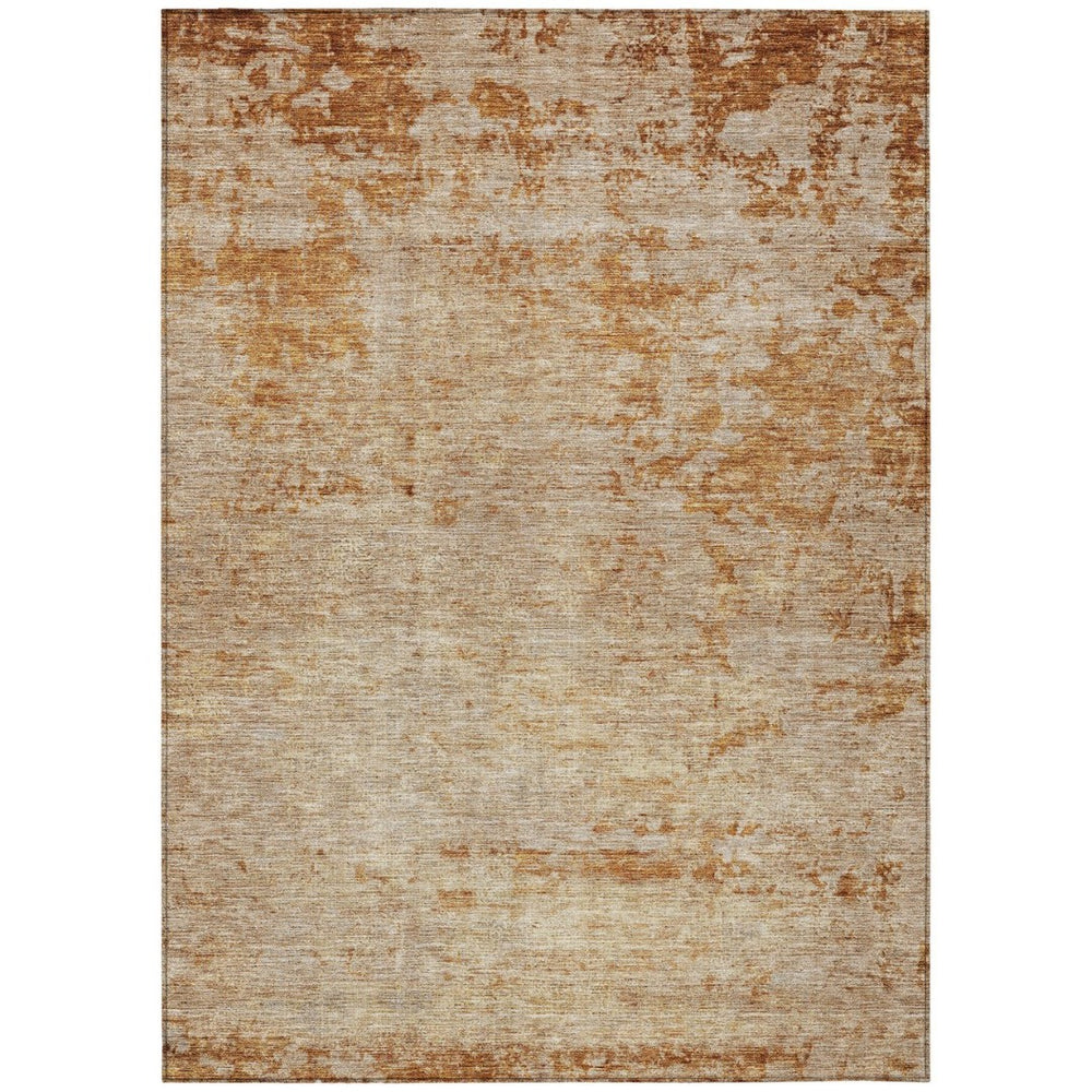 HomeRoots 9' X 12' Copper and Terra Cotta Abstract Washable Area Rug – Stylish, Durable for Indoor & Outdoor Use 605582