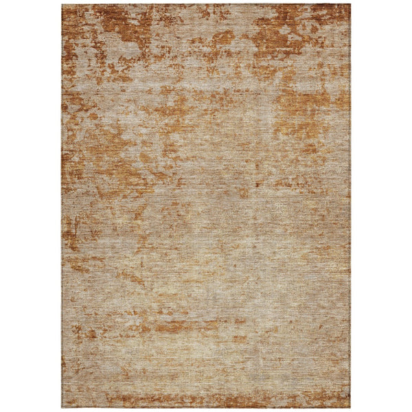 Homeroots 3' Copper And Terra Cotta Abstract Washable Area Rug For Stylish Indoor And Outdoor Spaces 9' X 12' Polyester 605582