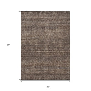 Homeroots 3' Coffee And Ivory Geometric Washable Area Rug For Indoor And Outdoor Spaces – Durable Design 3' X 5' Polyester 605584