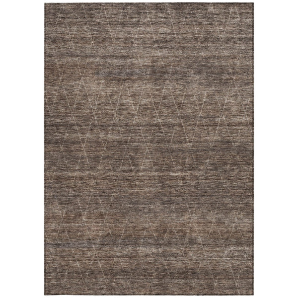 Homeroots 3' Coffee And Ivory Geometric Washable Area Rug For Indoor And Outdoor Spaces – Durable Design 3' X 5' Polyester 605584