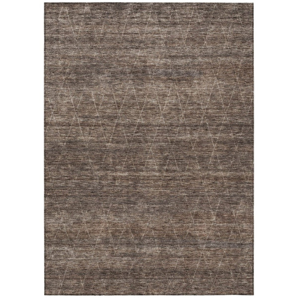HomeRoots 5' Coffee and Ivory Geometric Area Rug - Durable, Washable, Ideal for Indoor and Outdoor Spaces 5' X 8' 605585