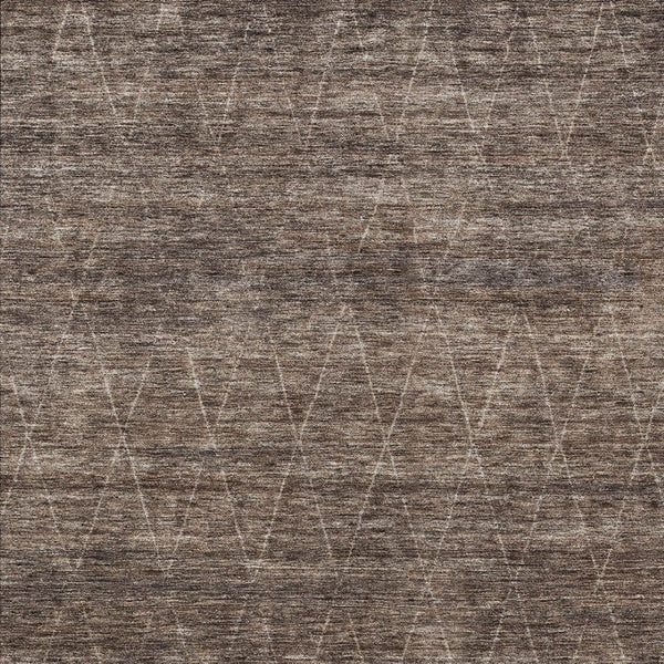 Homeroots 3' Coffee And Ivory Geometric Washable Area Rug For Indoor And Outdoor Spaces – Durable Design 5' X 8' Polyester 605585