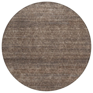 HomeRoots 5' Coffee and Ivory Geometric Area Rug - Durable, Washable, Ideal for Indoor and Outdoor Spaces 8' Round 605586