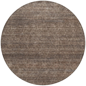 Homeroots 3' Coffee And Ivory Geometric Washable Area Rug For Indoor And Outdoor Spaces – Durable Design 8' Round Polyester 605586
