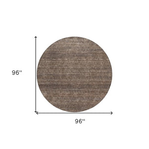 Homeroots 3' Coffee And Ivory Geometric Washable Area Rug For Indoor And Outdoor Spaces – Durable Design 8' Round Polyester 605586