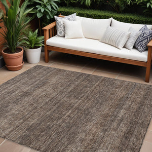 Homeroots 3' Coffee And Ivory Geometric Washable Area Rug For Indoor And Outdoor Spaces – Durable Design 9' X 12' Polyester 605588