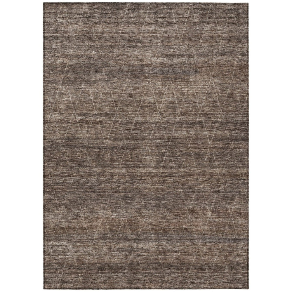 HomeRoots 9' X 12' Coffee and Ivory Geometric Area Rug – Washable, Durable Indoor/Outdoor Design for Modern Spaces 605588