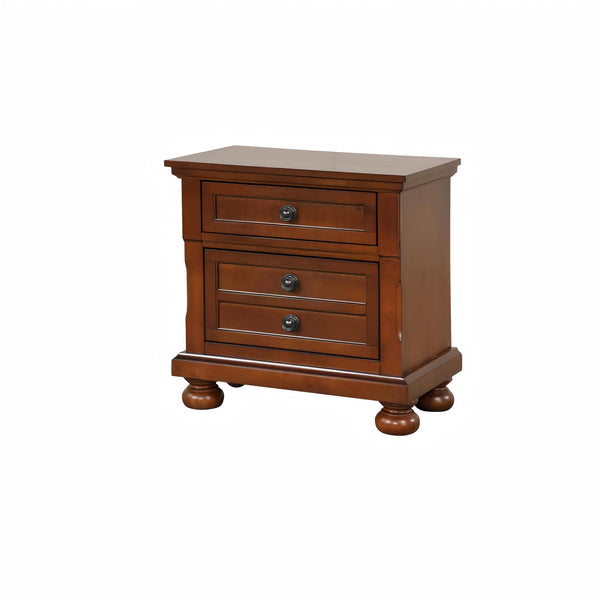 English Elm Sleek Cherry Nightstand with Drawer, 28"H x 26"W x 19"D, No Assembly, Warm Cherry Finish for Modern Décor B078118439