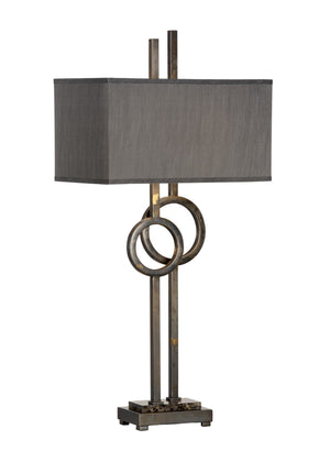 Wildwood Tootsie Scorched Bronze Marble Table Lamp With Charcoal Rectangular Shade — Rustic Modern Accent Light 60559