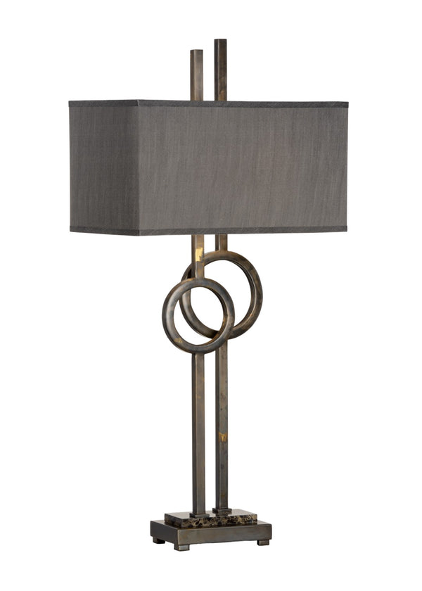 Wildwood Tootsie Scorched Bronze Marble Table Lamp With Charcoal Rectangular Shade — Rustic Modern Accent Light 60559
