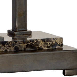 Wildwood Tootsie Scorched Bronze Marble Table Lamp With Charcoal Rectangular Shade — Rustic Modern Accent Light 60559