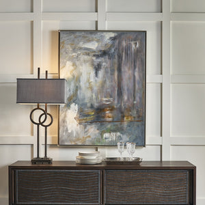 Wildwood Tootsie Scorched Bronze Marble Table Lamp With Charcoal Rectangular Shade — Rustic Modern Accent Light 60559