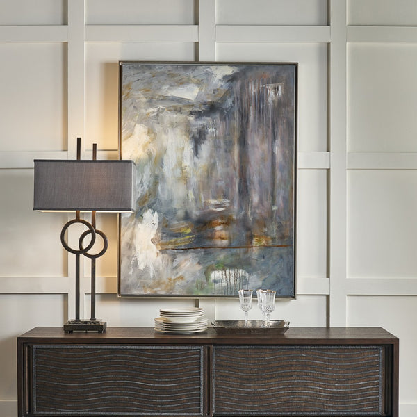 Wildwood Tootsie Scorched Bronze Marble Table Lamp With Charcoal Rectangular Shade — Rustic Modern Accent Light 60559