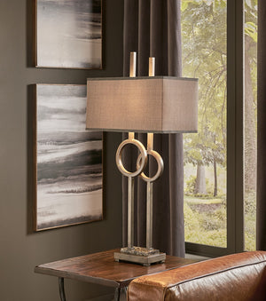 Wildwood Tootsie Scorched Bronze Marble Table Lamp With Charcoal Rectangular Shade — Rustic Modern Accent Light 60559