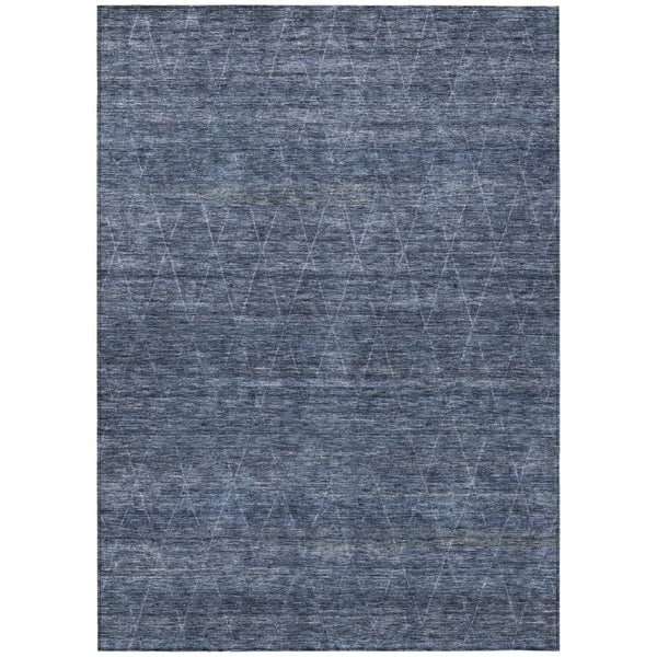 HomeRoots 5' Contemporary Navy Blue and Ivory Geometric Area Rug – Durable, Washable for Indoor & Outdoor Use 5' X 8' 605591
