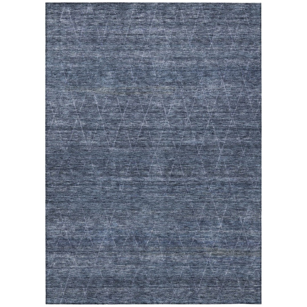 HomeRoots 9' X 12' Durable Navy Blue and Ivory Geometric Indoor Outdoor Area Rug – Washable & Stylish Design 605594