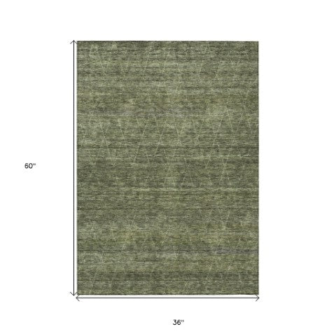 Homeroots 3' Coffee And Ivory Geometric Washable Area Rug For Indoor And Outdoor Spaces – Durable Design 3' X 5' Polyester 605596