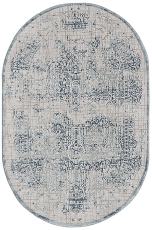 Unique Loom Aberdeen Stanhope Machine Made Border Rug Blue, Gray/Ivory 4' 1" x 6' 1"