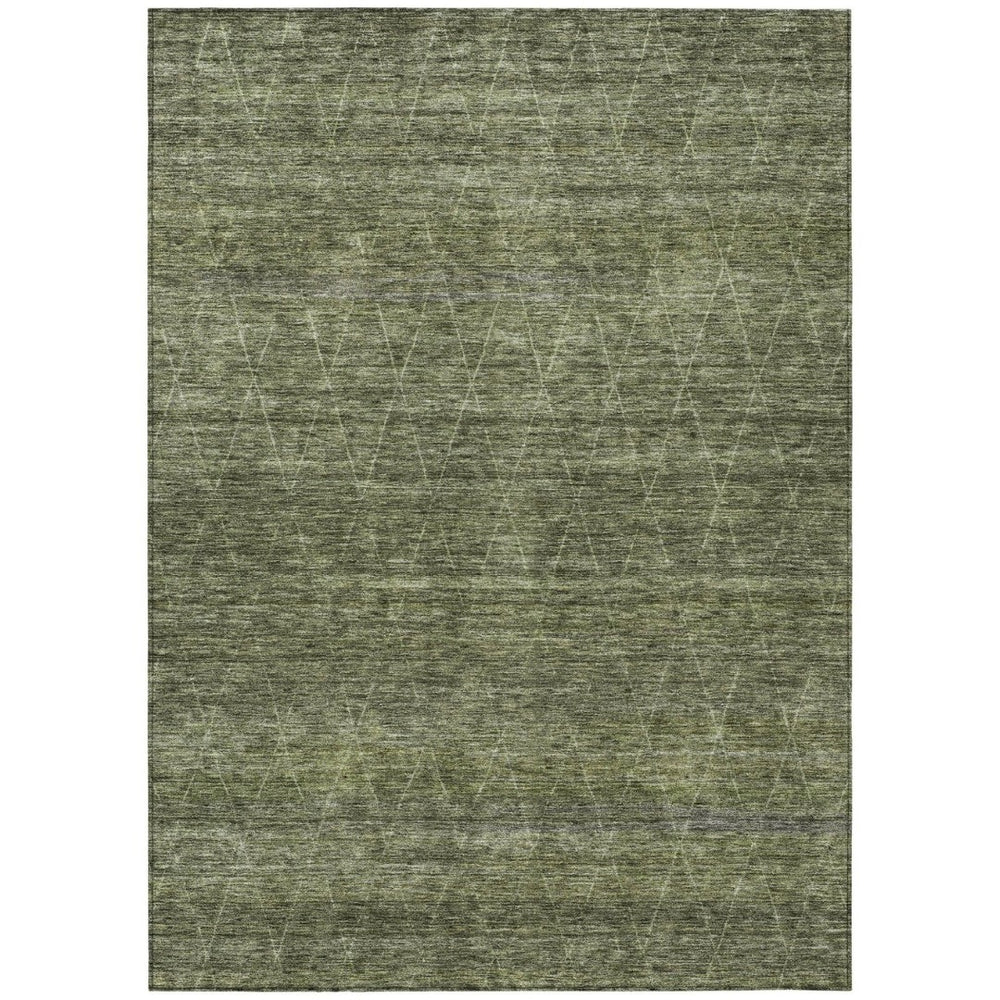 HomeRoots 9' Olive Green & Ivory Geometric Area Rug – Washable Indoor/Outdoor, Durable Design for High Traffic Spaces 605600