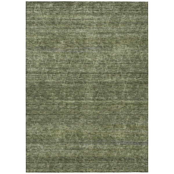 HomeRoots 5' Olive Green and Ivory Geometric Area Rug – Stylish, Durable, and Machine Washable for Indoor/Outdoor Use 10' X 14' 605601