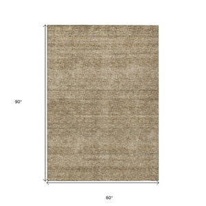 Homeroots 3' Coffee And Ivory Geometric Washable Area Rug For Indoor And Outdoor Spaces – Durable Design 5' X 8' Polyester 605603