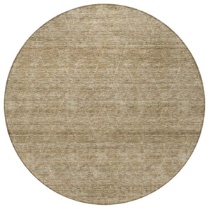 Homeroots 3' Coffee And Ivory Geometric Washable Area Rug For Indoor And Outdoor Spaces – Durable Design 8' Round Polyester 605604