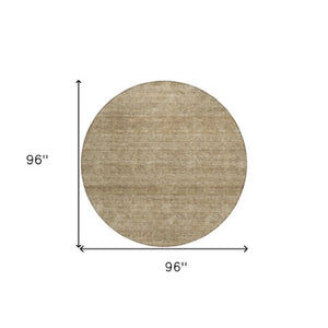 Homeroots 3' Coffee And Ivory Geometric Washable Area Rug For Indoor And Outdoor Spaces – Durable Design 8' Round Polyester 605604