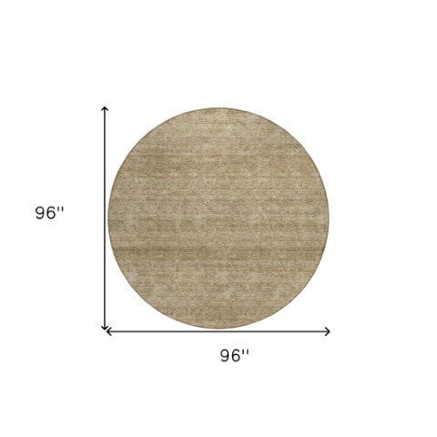 Homeroots 3' Coffee And Ivory Geometric Washable Area Rug For Indoor And Outdoor Spaces – Durable Design 8' Round Polyester 605604