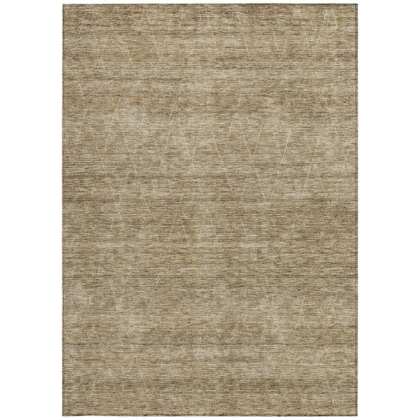 Homeroots 3' Coffee And Ivory Geometric Washable Area Rug For Indoor And Outdoor Spaces – Durable Design 8' X 10' Polyester 605605