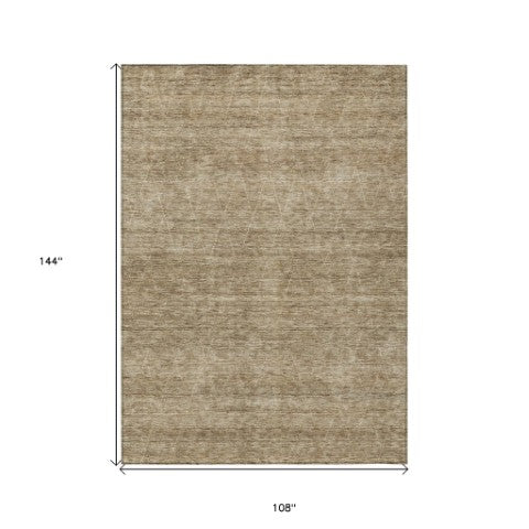 Homeroots 3' Coffee And Ivory Geometric Washable Area Rug For Indoor And Outdoor Spaces – Durable Design 9' X 12' Polyester 605606