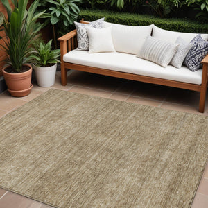 Homeroots 3' Coffee And Ivory Geometric Washable Area Rug For Indoor And Outdoor Spaces – Durable Design 9' X 12' Polyester 605606