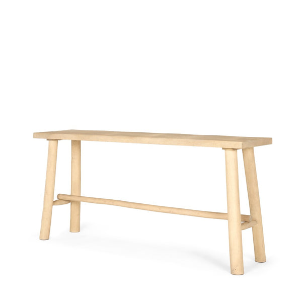 HomeRoots 66" Light Brown Solid Wood Trestle Console Table - Stylish Entryway, Living Room & Office Multi-Use Design 605609
