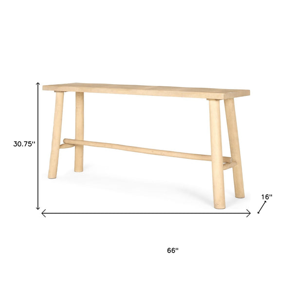 Homeroots 66" Light Brown Solid Wood Trestle Console Table - Stylish Multi-functional Accent For Any Space   605609