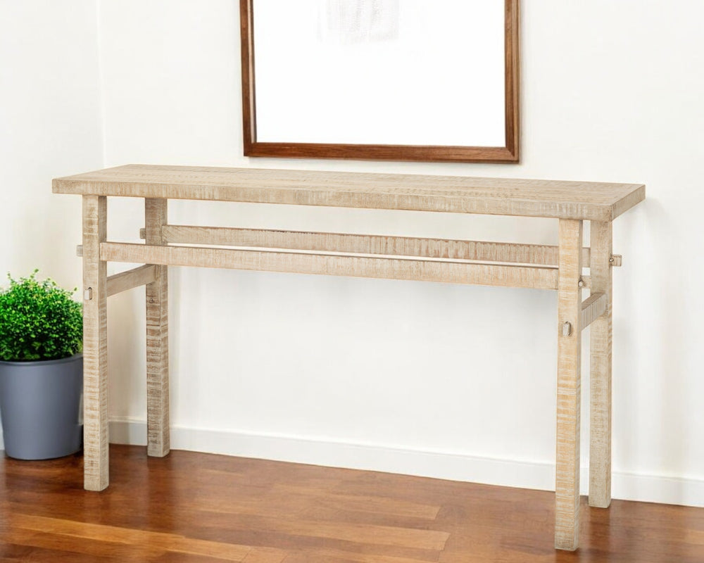 Homeroots 54" Natural Solid Wood Distressed Console Table - Versatile, Durable Design For Any Home Décor Style   605610