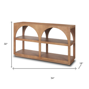 Homeroots 54" Brown Solid Wood Console Table - Stylish Entryway Shelf With Two Versatile Storage Spaces   605612
