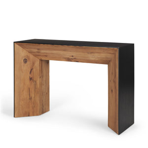 HomeRoots 47" Solid Wood Pedestal Console Table - Elegant Two-Tone Design for Entryways or Living Rooms 605613