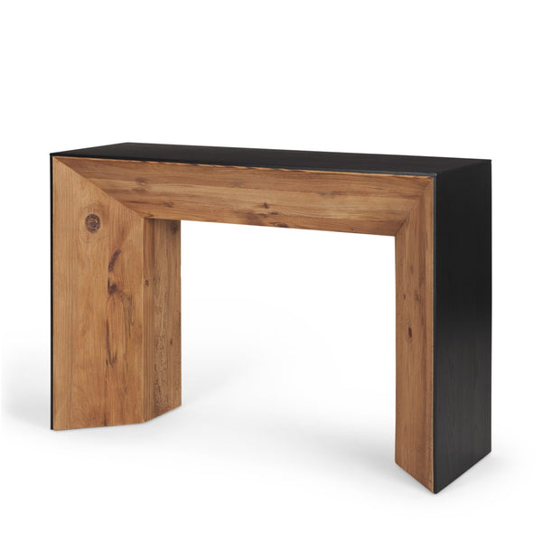 HomeRoots 47" Solid Wood Pedestal Console Table - Elegant Two-Tone Design for Entryways or Living Rooms 605613