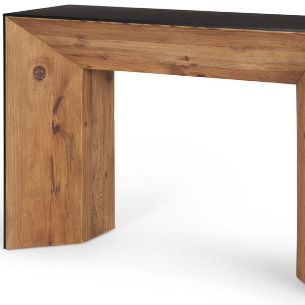 HomeRoots 47" Solid Wood Pedestal Console Table - Elegant Two-Tone Design for Entryways or Living Rooms 605613