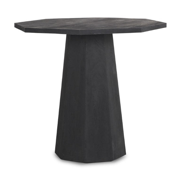 HomeRoots 30 Inch Hexagonal Solid Wood Pedestal Side Table Sleek Geometric Accent for Living Room 605614