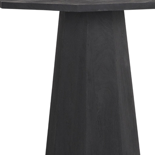 30 Inch Hexagonal Solid Wood Pedestal Side Table Sleek Geometric Accent for Living Room