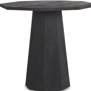 30 Inch Hexagonal Solid Wood Pedestal Side Table Sleek Geometric Accent for Living Room