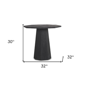 30 Inch Hexagonal Solid Wood Pedestal Side Table Sleek Geometric Accent for Living Room