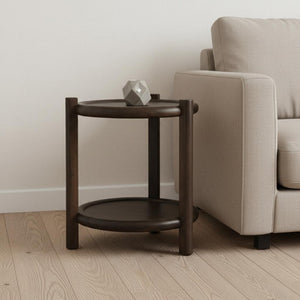 24 Inch Solid Wood Tray Table in Rich Dark Brown Finish for Sofa or Bedroom Use