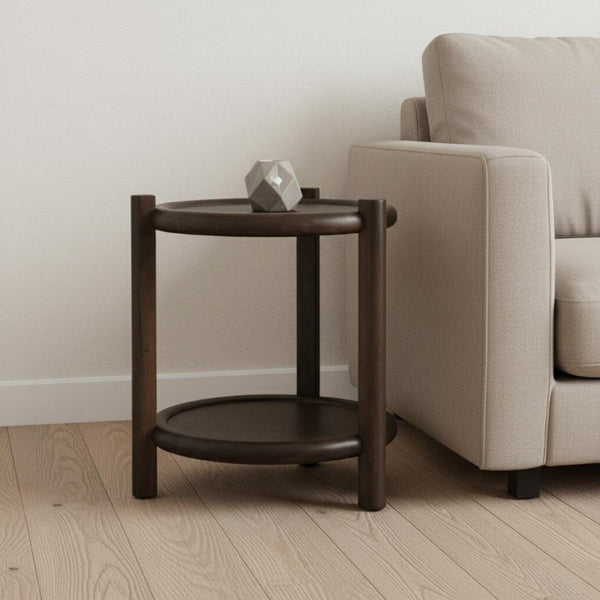 24 Inch Solid Wood Tray Table in Rich Dark Brown Finish for Sofa or Bedroom Use