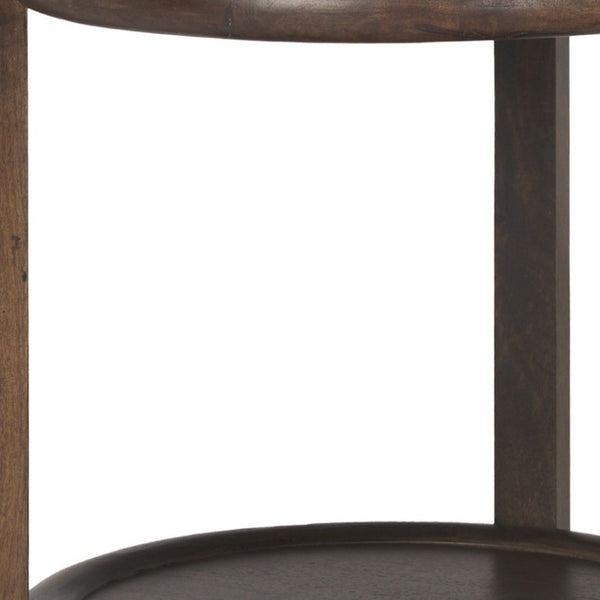 24 Inch Solid Wood Tray Table in Rich Dark Brown Finish for Sofa or Bedroom Use