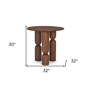 32 Inch Solid Wood Tray Table Rustic Accent Piece for Living Room Bedside Use