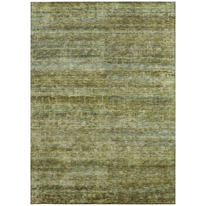 Homeroots 3' Stylish Olive Green And Brown Striped Washable Rug For Indoor And Outdoor Spaces, Durable Design 3' X 5' Polyester 605620
