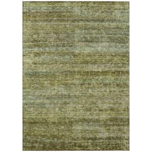 HomeRoots 5' Olive Green and Brown Striped Washable Area Rug for Indoor and Outdoor Use - Durable & Stylish 5' X 8' 605621