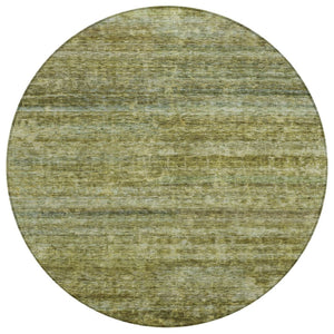 HomeRoots 5' Olive Green and Brown Striped Washable Area Rug for Indoor and Outdoor Use - Durable & Stylish 8' Round 605622
